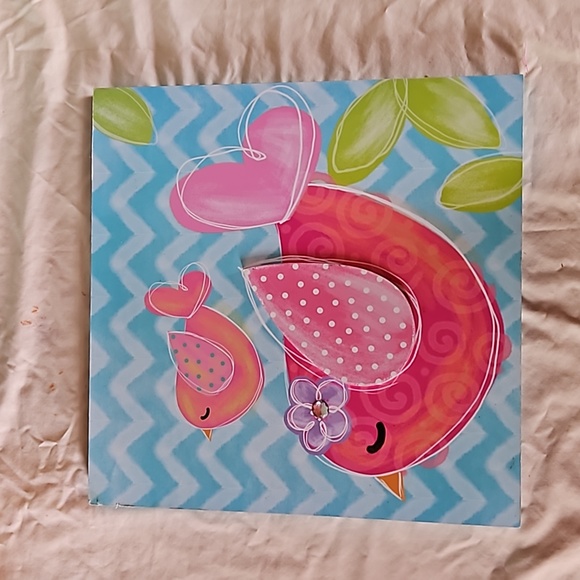 Other - Wooden Pink Bird Theme Kids Wall Decor